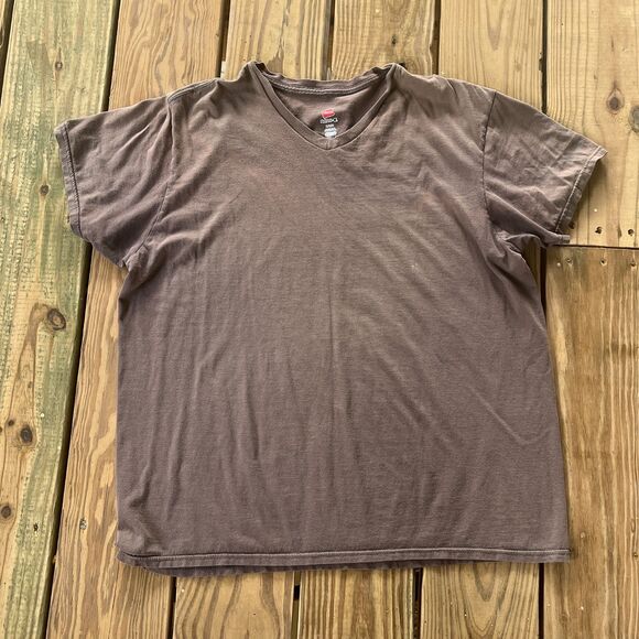 Vintage 2000s Hanes Nano-T - Thrashed Soft V-Neck Tee - Faded - Men's Size Large - Picture 1 of 3